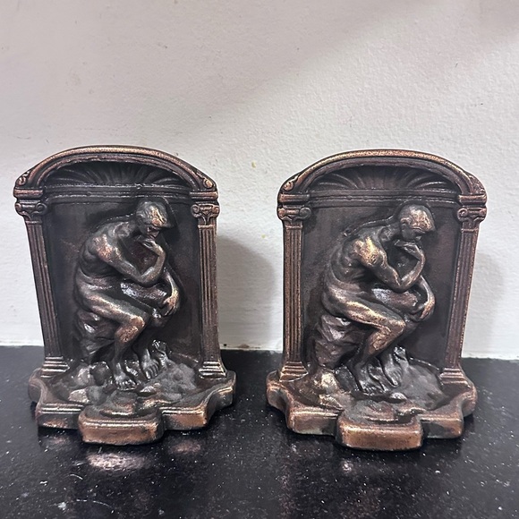 Vintage Cast Iron Bookends “The Thinker” - Picture 1 of 6